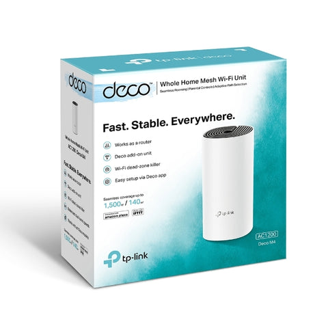 TP-Link Deco M4 Whole Home Mesh Wi-Fi System - Dual-Band AC1200 (3 Pack) – Seamless Coverage, Easy Setup, and High-Speed Performance – Model: Deco M4