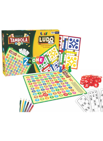 Tambola & Ludo 2 in 1 Board Game. Double the Fun, Classic Strategy & Number Games | Great for All Ages