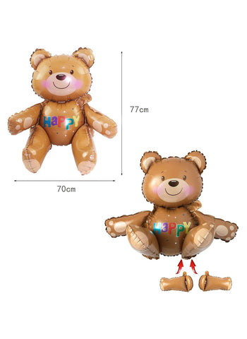 Teddy Bear Foil Balloon. Cute & Decorative, Perfect for Kids' Parties | Easy to Inflate & Durable