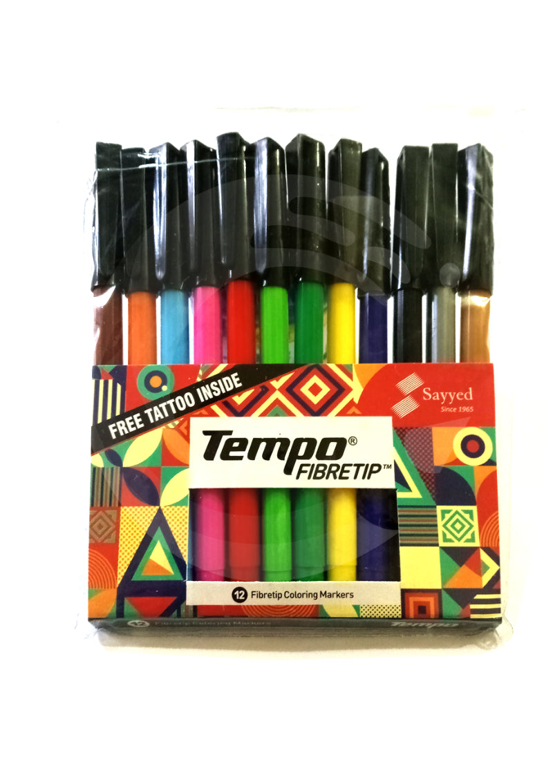 Tempo 12 Colors Marker Set – Versatile, Bold Markers | Perfect for Art, School, and Craft Projects