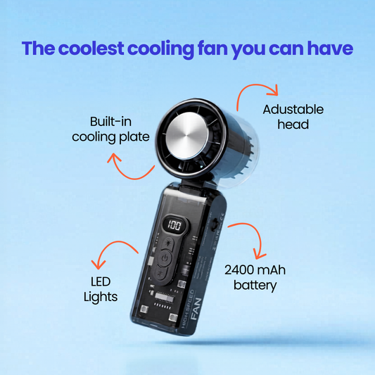Ice Cool Turbo Portable Fan With LED Lights