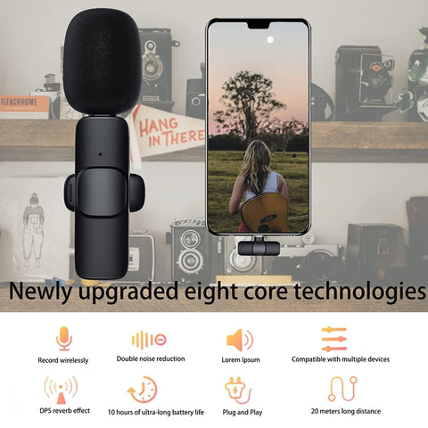 Type C Wireless Collar Microphone K8 – Wireless Connectivity, Type C Compatibility, Portable Design – Vlogging Microphone | Ideal for Mobile Use