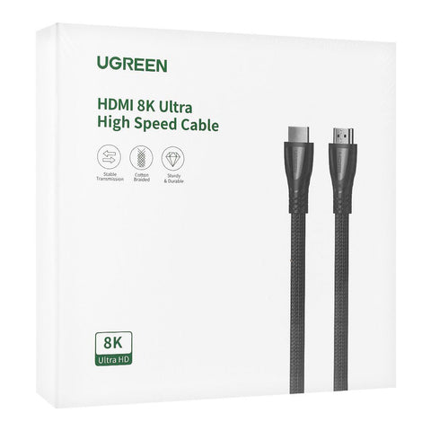 UGreen HDMI 8K Ultra High Speed Cable | Model: 80405 – 5m, Braided Design, 48Gbps Bandwidth, HDR, eARC Support – Ideal for High-Definition Video and Audio Transmission