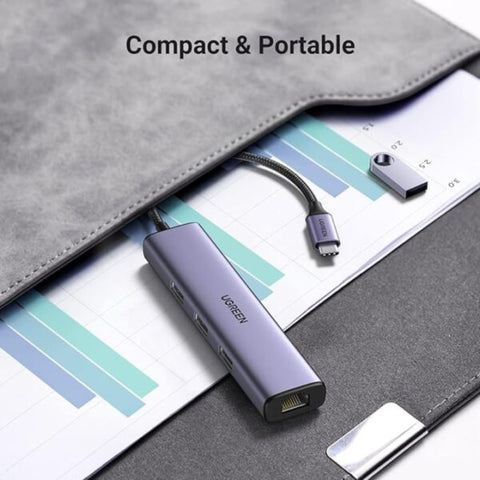 UGREEN 60600 USB-C TO 3 Port USB 3.0 Hub with Gigabit Ethernet