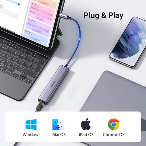UGREEN 60600 USB-C TO 3 Port USB 3.0 Hub with Gigabit Ethernet