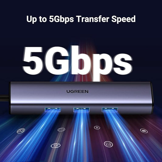 UGREEN 60600 USB-C TO 3 Port USB 3.0 Hub with Gigabit Ethernet
