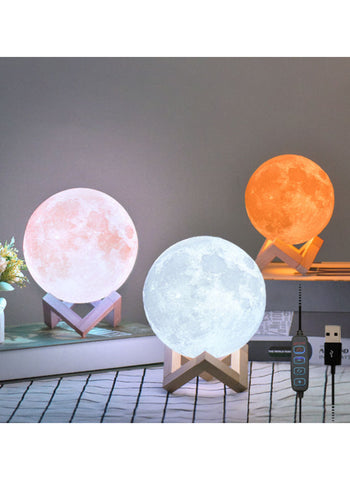 USB Moon Lamp – 7-Color Changing LED Light with Himalayan Pink Salt Lamp Effect | Unique & Relaxing Atmosphere