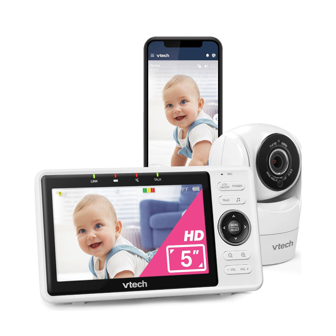 VTech VM901 Smart WiFi Baby Monitor – 5" HD Display with 1080p Video Streaming and Enhanced Mobile Connectivity