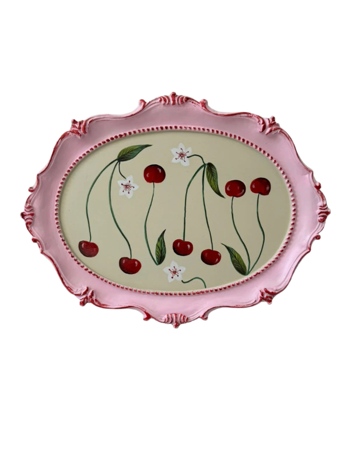 Viel Cherries Platter – Stunning Hand-Painted XL Carved Serving Platter | Perfect for Entertaining | 15 x 20 Inches | 3-Piece Set