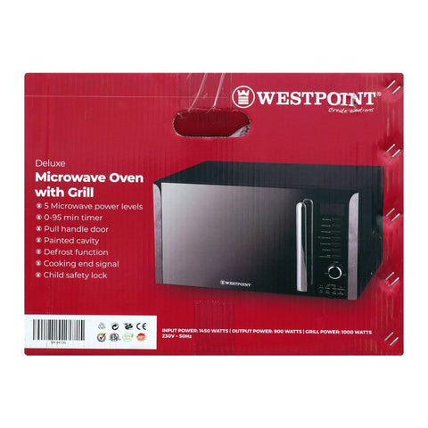 Westpoint Deluxe Microwave Oven With Grill, WF-841, 40 Liters – 900W Microwave Power, 1000W Grill, 5 Power Levels, Timer & Child Safety Lock