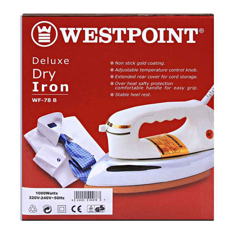 Westpoint WF-78B Iron – Non-Stick Gold Coating, Adjustable Temperature Control, Overheat Safety Protection – Garment Care