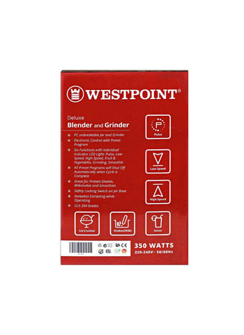 Westpoint Blender and Grinder WF-343 – 350 Watts, Reliable Motor, Simple Operation – Ideal for Daily Blending | Compact and Durable