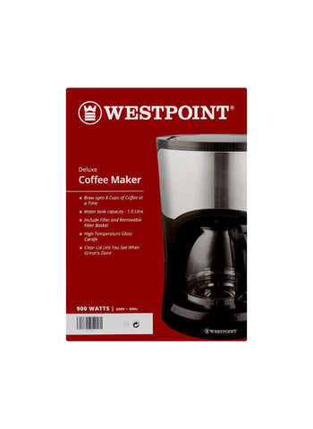 Westpoint Coffee Maker WF-2023 – 900 Watts, High Power, Fast Brewing – Perfect for Busy Mornings | User-Friendly and Efficient