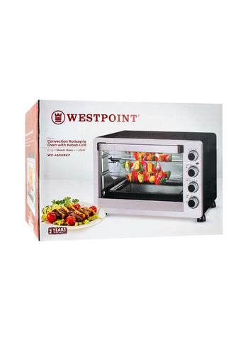 Westpoint Convection Rotisserie Oven with Kebab Grill WF-4500RKC – 1800 Watts | Premium Oven for Convection, Kebab, & Rotisserie Cooking