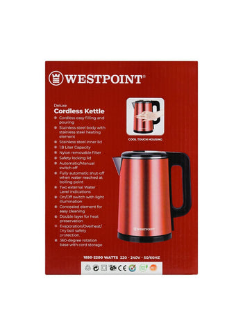 Westpoint Cordless Kettle WF-6174 – 1500 Watts, Sleek Design, Energy Efficient – Perfect for Quick Heating | Safe and Easy to Use