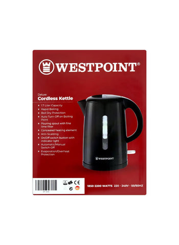 Westpoint Cordless Kettle WF-8266 – 1850-2200 Watts, Efficient Heating, Modern Style – Ideal for Quick Boiling | Safe and User-Friendly