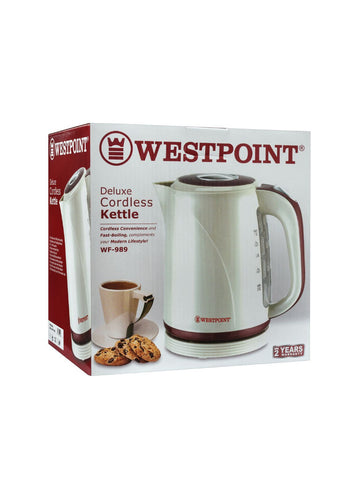 Westpoint Cordless Kettle WF-989 – 1850 Watts, Quick Boiling, Sleek and Compact – Ideal for Busy Kitchens | Easy to Operate