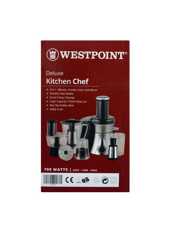 Westpoint Food Processor WF-1858 – 700 Watts, Robust Design, Multi-Purpose – Essential for Daily Food Processing | Fast and Effective