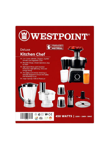 Westpoint Food Processor WF-5805 – 450 Watts, Compact Design, Reliable Performance – Ideal for Everyday Food Prep | Easy to Use