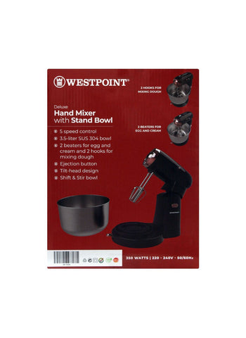 Westpoint Hand Mixer with Stand Bowl WF-9504 – 350 Watts | Perfect for Baking & Whipping