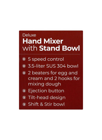 Westpoint Hand Mixer with Stand Bowl WF-9504 – 350 Watts | Perfect for Baking & Whipping