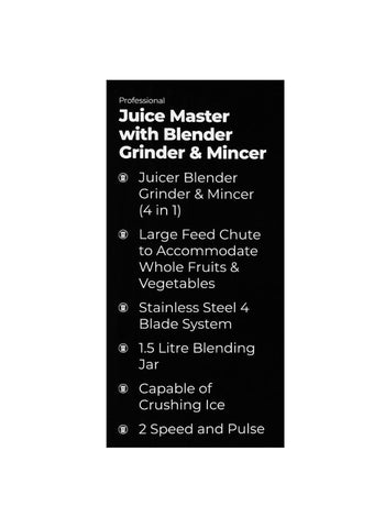 Westpoint Juice Master with Blender Grinder & Mincer WF-1844 – 400 Watts | Multi-Functional Kitchen Appliance