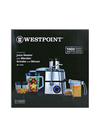 Westpoint Juice Master with Blender, Grinder, and Mincer WF-1846 – 1000 Watts | Ultimate Multi-Functional Juicer & Grinder