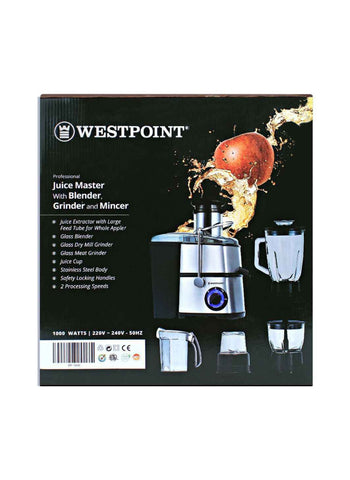 Westpoint Juice Master with Blender, Grinder, and Mincer WF-1846 – 1000 Watts | Ultimate Multi-Functional Juicer & Grinder