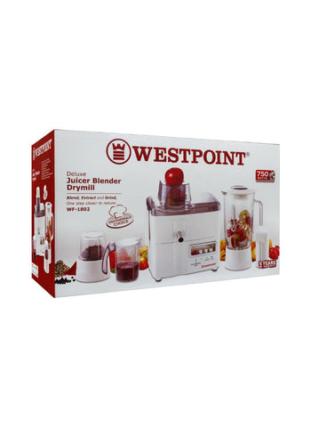 Westpoint Juicer Blender Drymill WF-1802 – 750 Watts | Powerful All-in-One Juicer, Blender, & Grinder