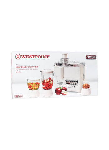 Westpoint Juicer Blender Drymill WF-1874 – 750 Watts | Compact Juicer & Blender for Daily Kitchen Needs