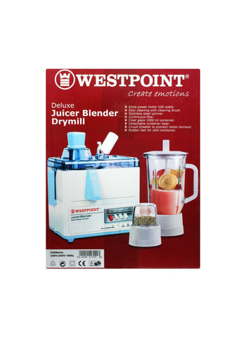 Westpoint Juicer Blender Drymill WF-7201GL – 500 Watts | Multi-Purpose Juicer, Blender, & Grinder