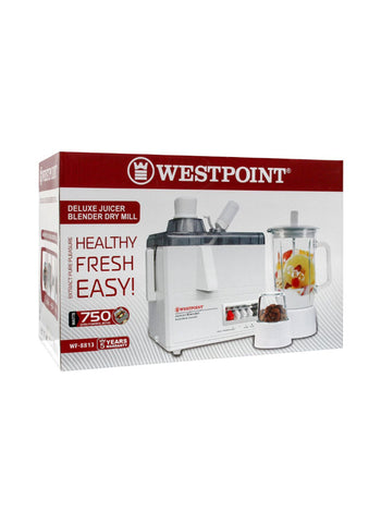 Westpoint Juicer Blender Drymill WF-8813 – 750 Watts | Versatile Juicer & Blender for Smoothies & Spices