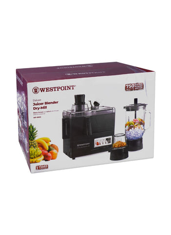 Westpoint Juicer Blender Drymill WF-8823 – 750 Watts | Durable Blender & Grinder for Kitchen Convenience