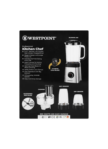 Westpoint Multi-Function Blender and Grinder WF-445 – 800 Watts, Compact and Efficient, Easy to Use – Ideal for Everyday Blending | Reliable Kitchen Helper