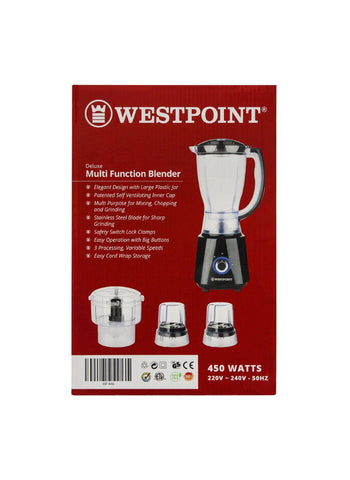 Westpoint Multi-Function Blender and Grinder WF-446 – 450 Watts, Versatile Use, Durable Design – Kitchen Must-Have | Blends, Grinds, and More