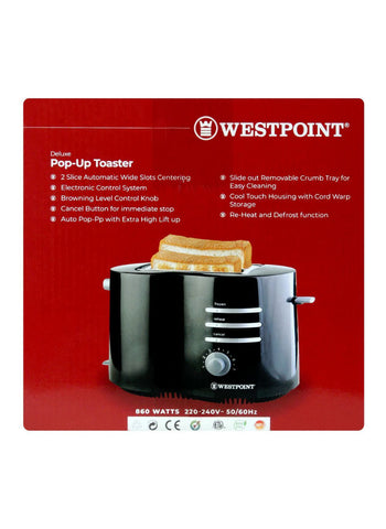 Westpoint Pop-Up Toaster WF-2542 – 860 Watts | Compact Pop-Up Toaster for Perfectly Toasted Bread