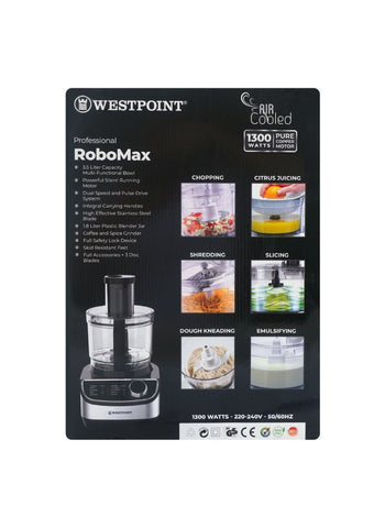 Westpoint RoboMax WF-8817 – 1300 Watts, Sleek Design, Powerful Performance – Ideal for Daily Blending and Mixing | Reliable and Efficient