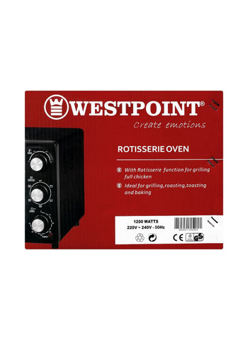 Westpoint Rotisserie Oven WF-1800R – 1200 Watts | Versatile Oven for Perfect Rotisserie & Grilling