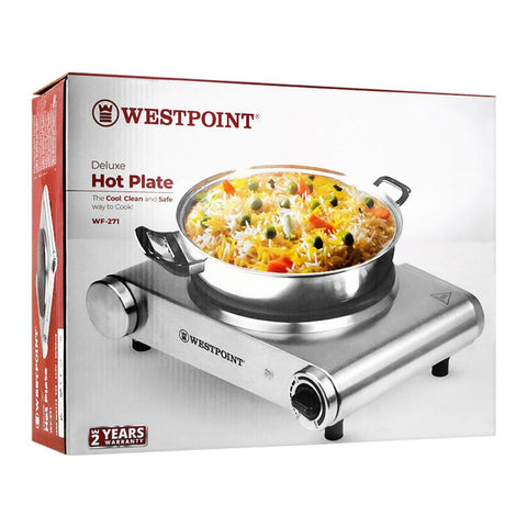 Westpoint WF-271 Hot Plate – 1500W Efficient Heating with Stainless Steel Housing, Thermostat Control, Skid-Proof Feet – Hot Plate