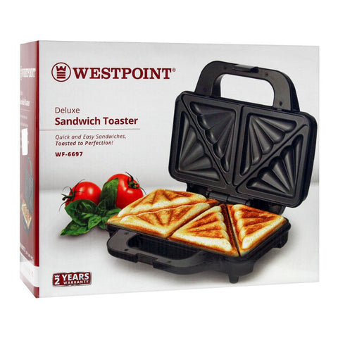 Westpoint 800W WF-6697 Sandwich Maker – Non-Stick Plates, Cool-Touch Handle, Quick Heating, Compact Storage – Sandwich Grill