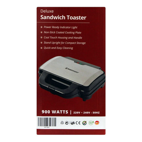 Westpoint 800W WF-6697 Sandwich Maker – Non-Stick Plates, Cool-Touch Handle, Quick Heating, Compact Storage – Sandwich Grill