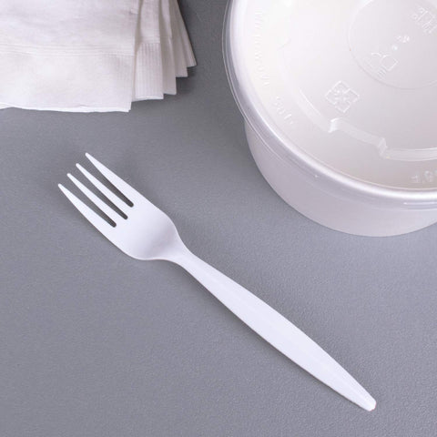 White Plastic Fork 10Pcs – Simple Design, Durable, Convenient – Disposable Cutlery | Great for Any Event