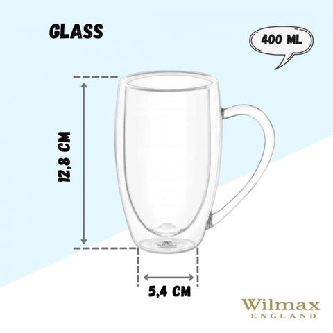 Wilmax Double Wall Tea/Coffee Mug 400ml – Double Wall Insulated Mug – Cups & Mugs | Home & Kitchen