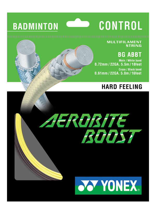 Yonex Aerobite Boost Badminton String – Enhanced Spin Control, Superior Durability, High Tension Performance – Single Set