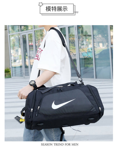 Nike Brasilia Gym Duffel Bags Replica – All Black, Spacious, Durable, Adjustable Straps – Perfect for Gym & Travel