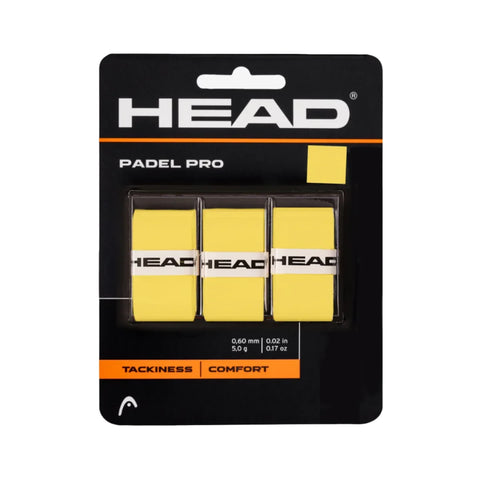 Head Padel Pro – Racket Overgrip (Pack of 3) – Yellow, Absorbent & Durable, Tacky Feel, Extra Comfort – Ideal for Padel Players