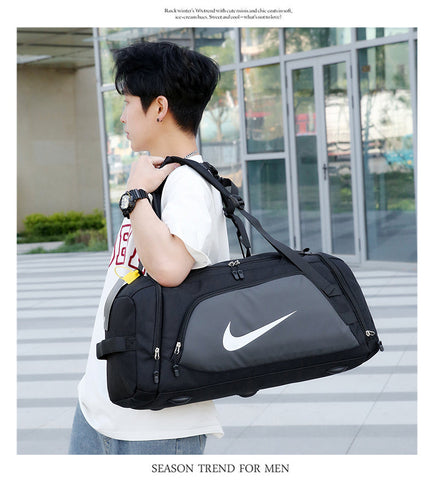 Nike Brasilia Gym Duffel Bags Replica – Black/Grey, Spacious, Durable, Adjustable Straps – Versatile for Everyday Use